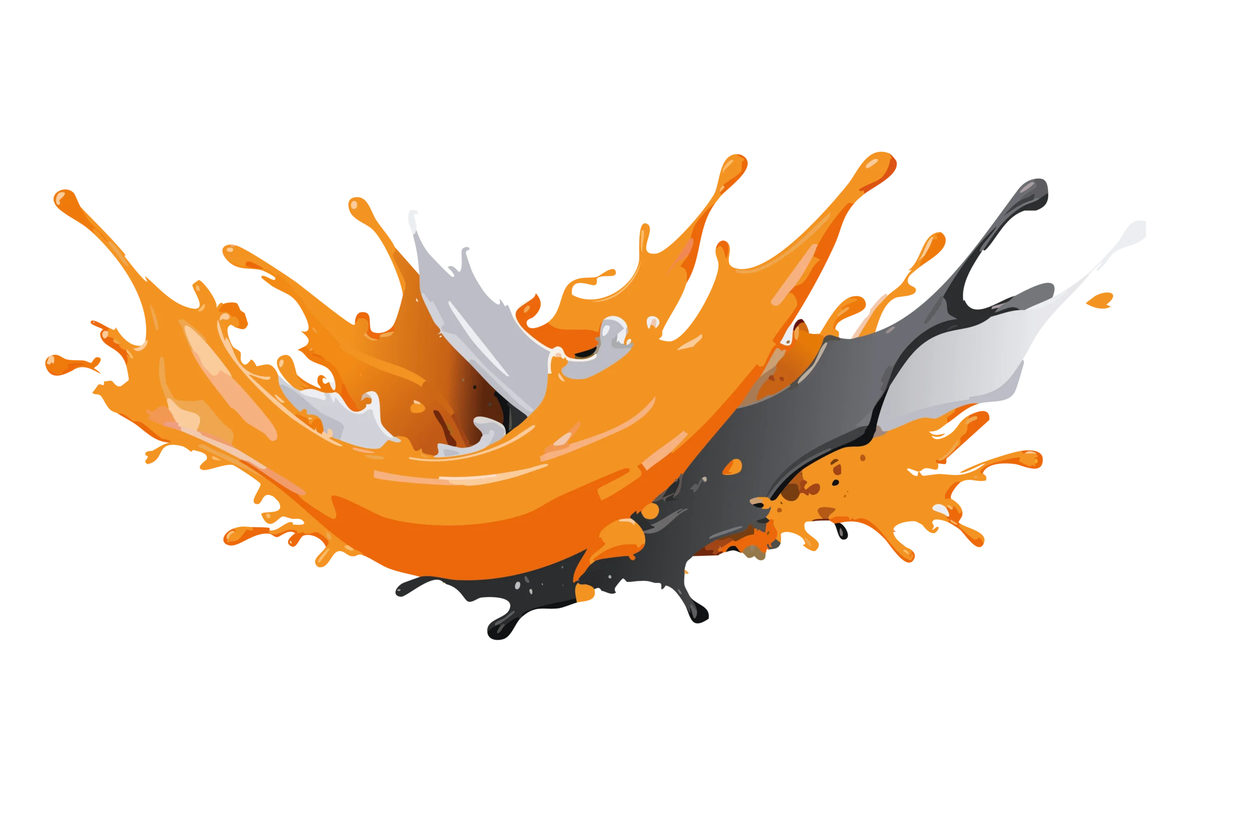 färgstänk orange, grå, svart